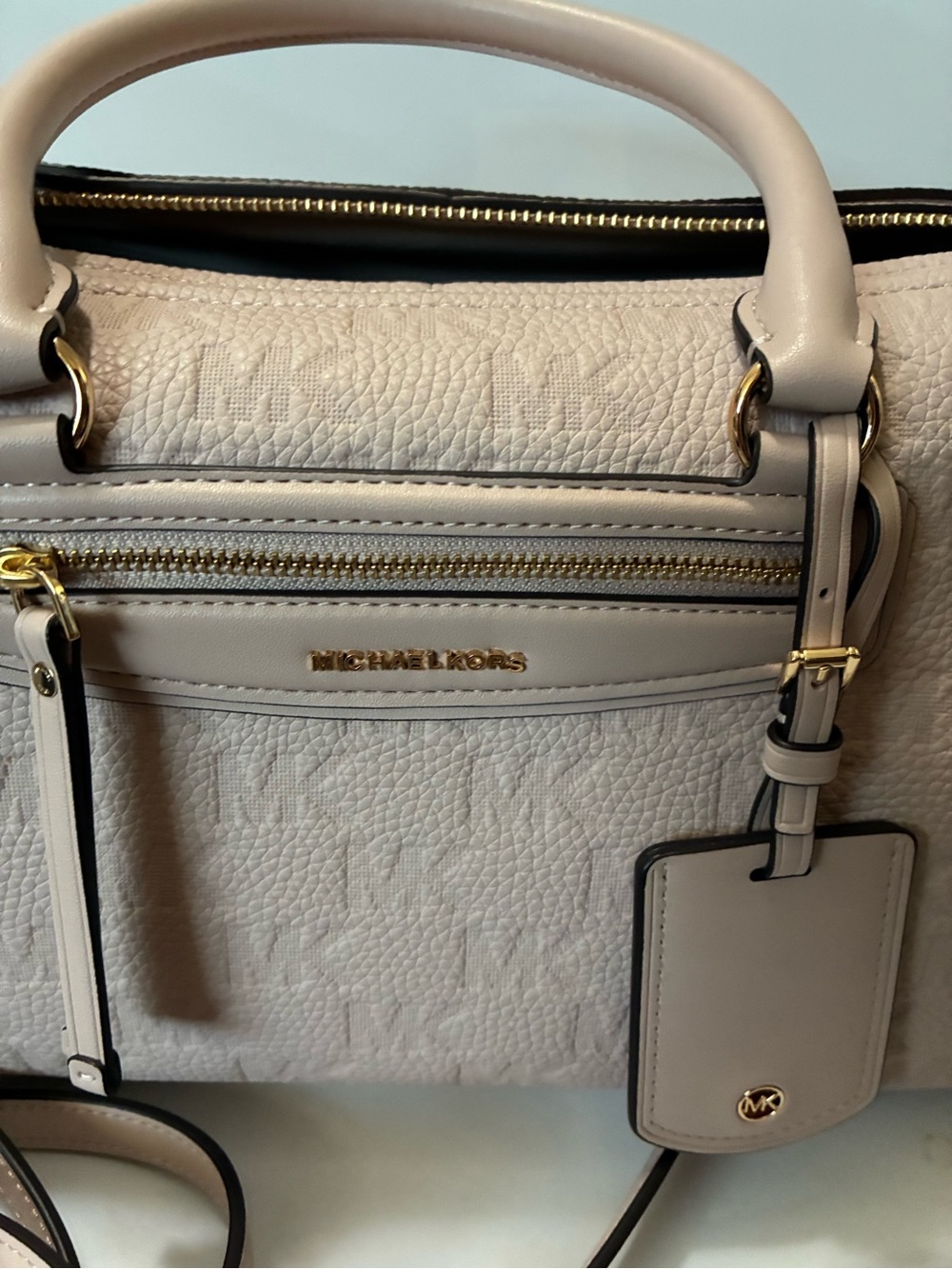 Michael Kors Pebbled Leather Satchel in Soft Blush